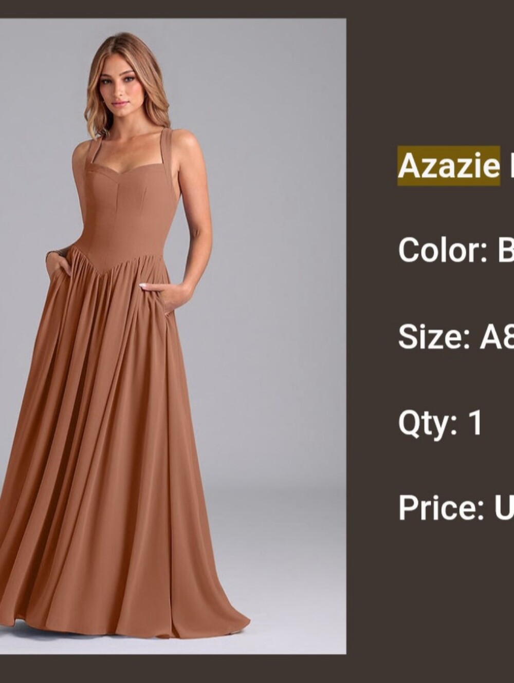 Azazie Bronzer Maxi Dress with Sweetheart Neckline